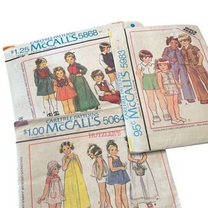 Vintage 70s McCall's Children's Sewing Pattern Bundle Uncut/Cut  (3 Patterns)